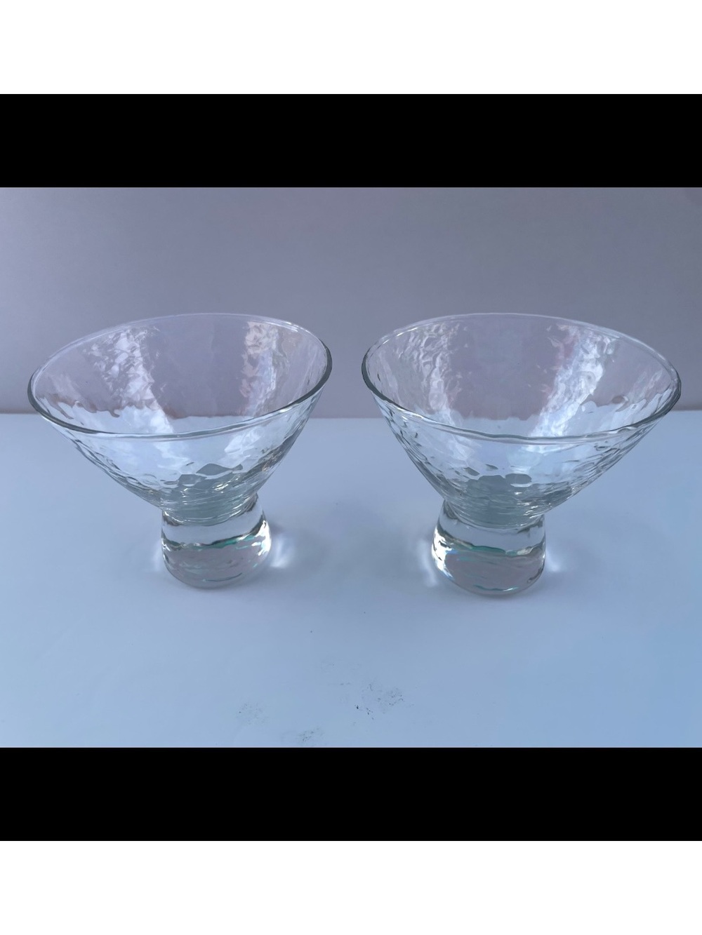 Vintage Durobor Helsinki Hammered Glass Pedestal Cocktail & Dessert Bowls - Set